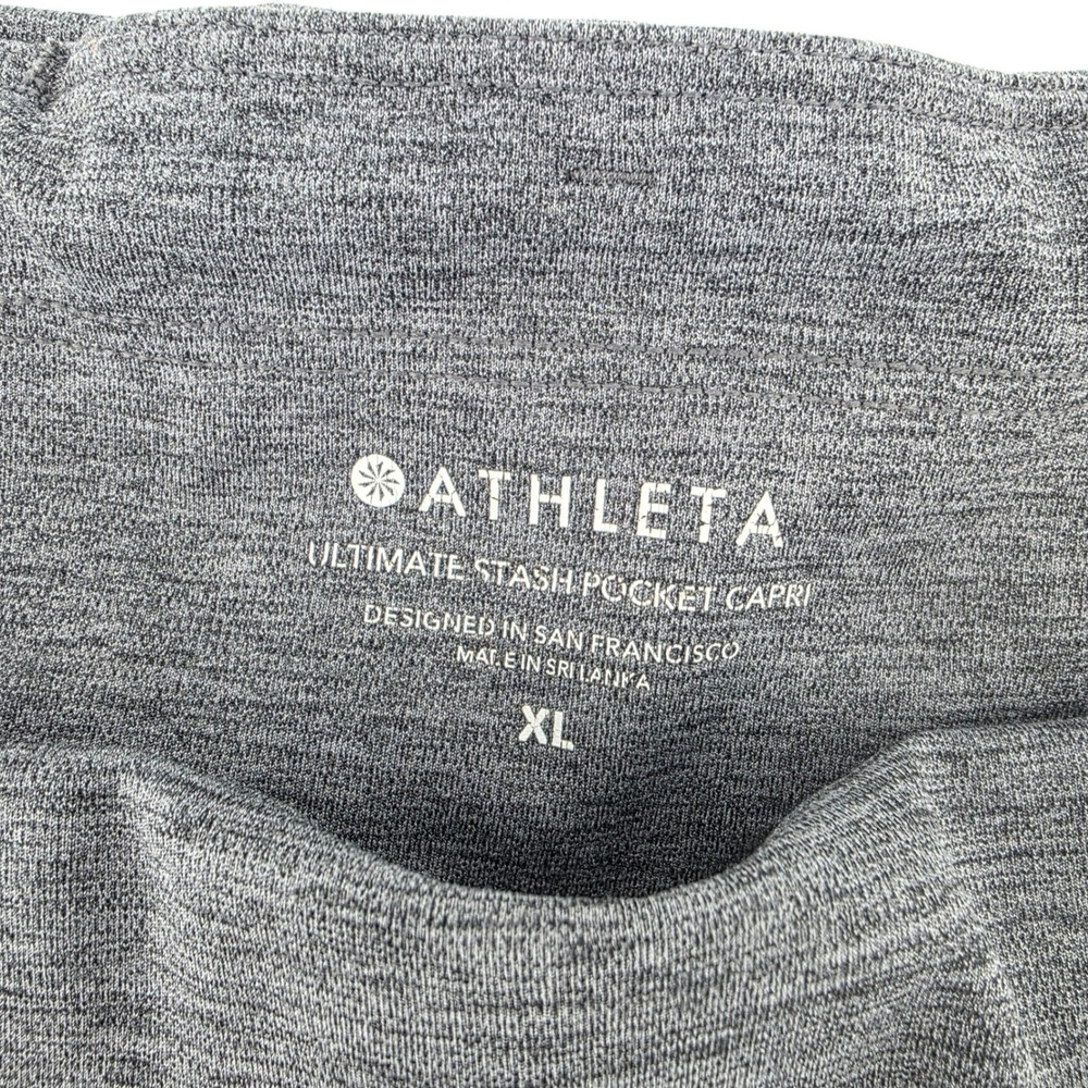 Athleta Ultimate Stash Pocket Capri Leggings Gray Heathered XL Workout Yoga 2 - Picture 4 of 8